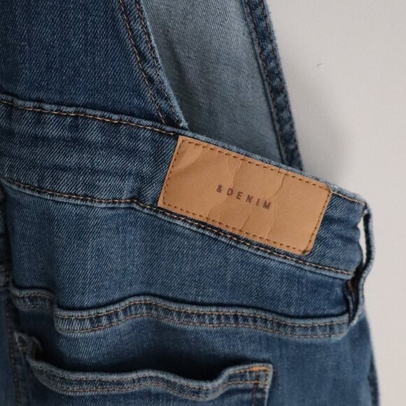 H&M Maternity Medium Wash Blue S One Piece Distressed Denim Dungaree Overalls - Picture 10 of 15